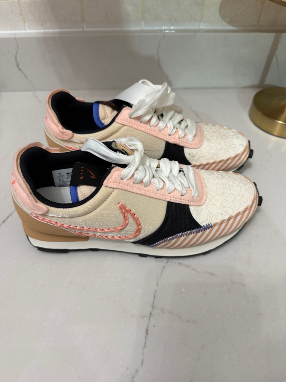 Nike Cream & Peach Women's Athletic Lace-Up Sneakers - Picture 2 of 7